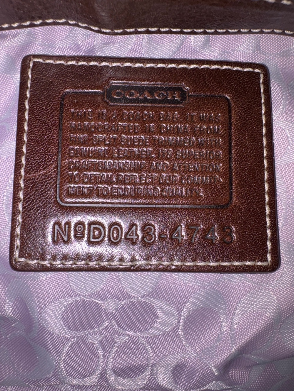 Coach Vintage 2004 Soho Suede Crossbody in Lilac with Brown Leather Trim 4743 - Picture 4 of 8